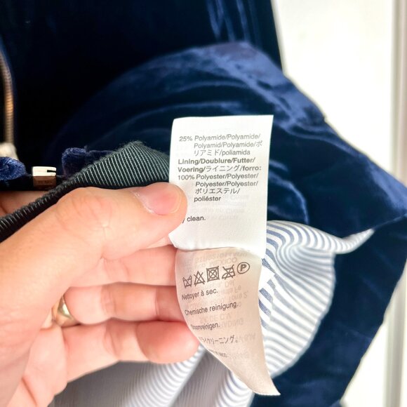 J. Crew Navy Blue Velvet Bomber Jacket Night Out Preppy Classic Size Small - Picture 6 of 8